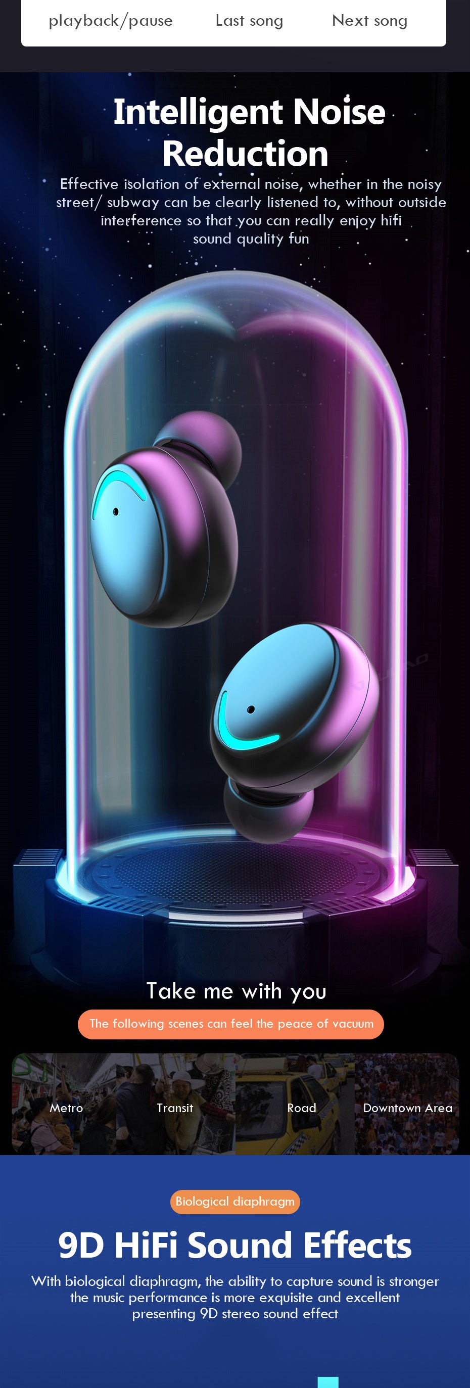 Hyropods Casque sans fil Bluetooth 5.0