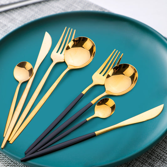 Ensemble de couverts dorés en acier inoxydable