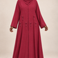 Abaya Soleil — Bordeaux — vue portée de face, broderies et manches visibles