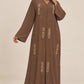 Abaya Feuillage — Taupe
