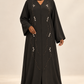 Abaya anthracite — présentation sur mannequin noire