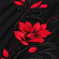 Gros plan de la broderie florale rouge et des feuillages noirs