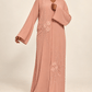 Abaya Floraison — Rose poudré — animation haute définition des manches et broderies
