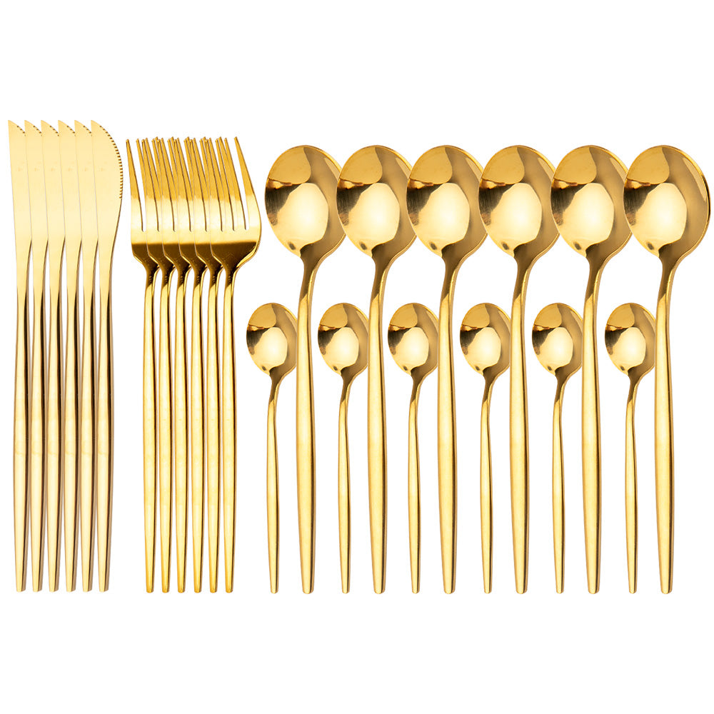 Ensemble de couverts dorés en acier inoxydable