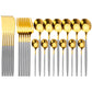 Ensemble de couverts dorés en acier inoxydable
