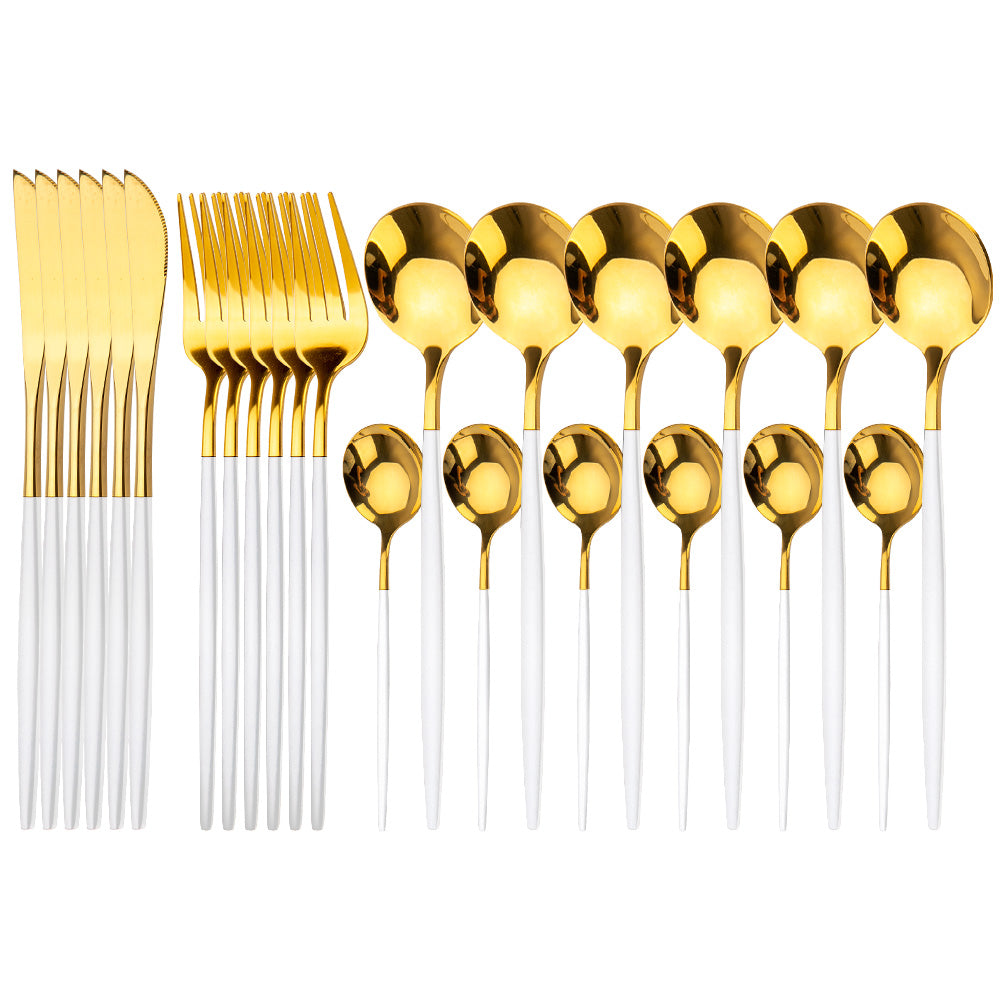 Ensemble de couverts dorés en acier inoxydable