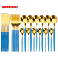 Ensemble de couverts dorés en acier inoxydable