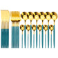 Ensemble de couverts dorés en acier inoxydable