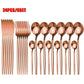 Ensemble de couverts dorés en acier inoxydable