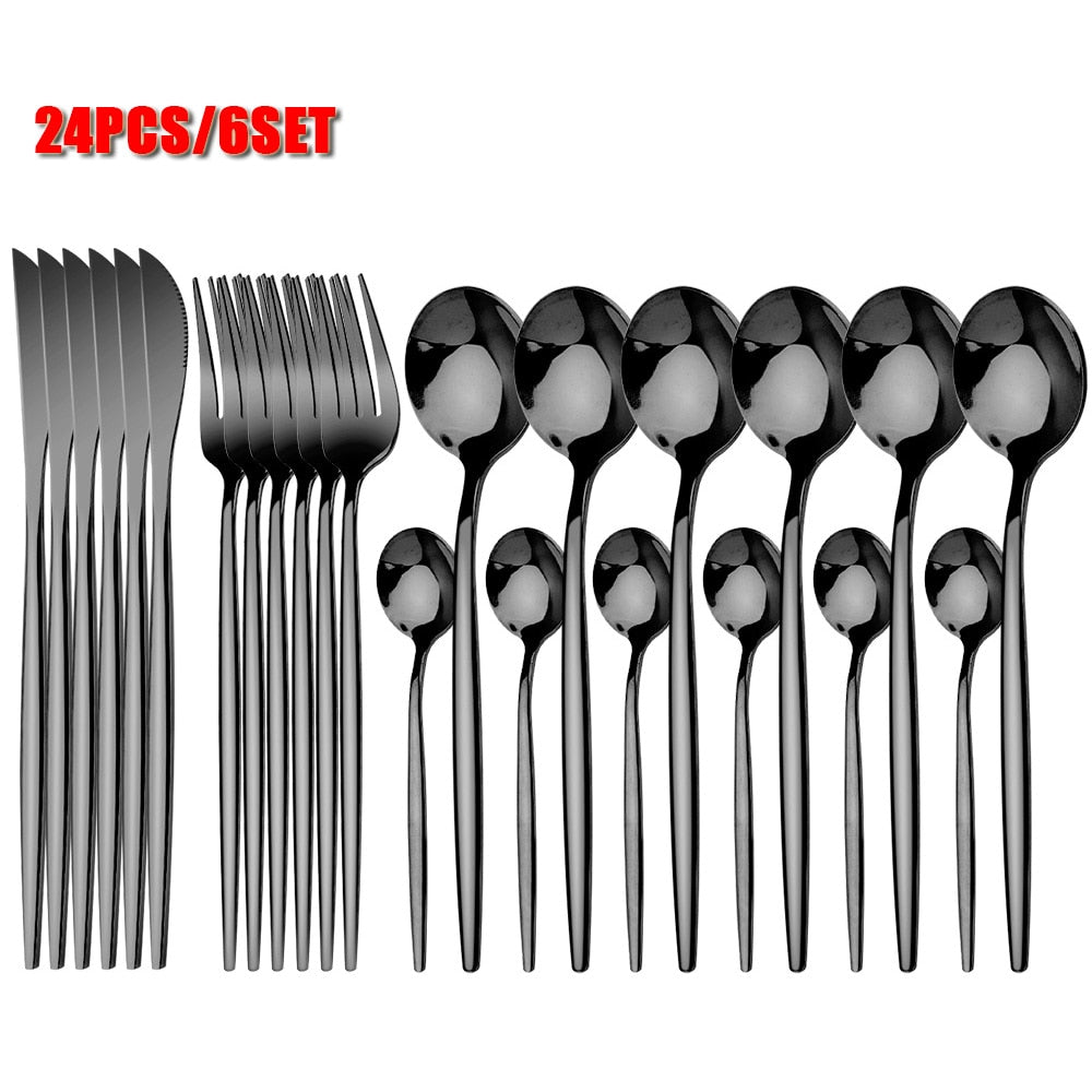 Ensemble de couverts dorés en acier inoxydable