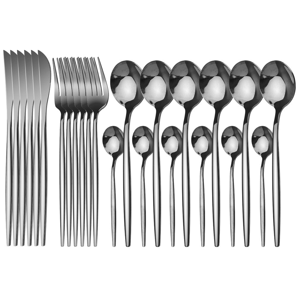 Ensemble de couverts dorés en acier inoxydable