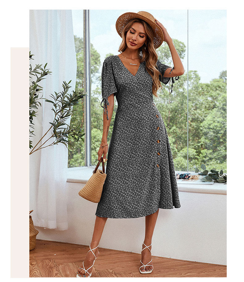 Robe été mi-longue à imprimé Floral