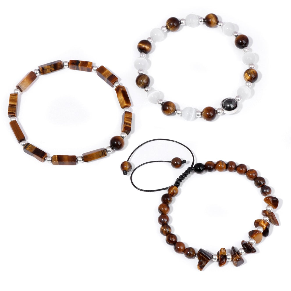 Ensemble de Bracelets en perles œil de tigre F/H